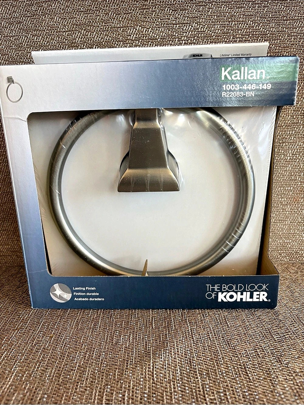 KOHLER Kallan Towel Ring Vibrant Brushed Nickel Finish K-R22083-BN New In Box